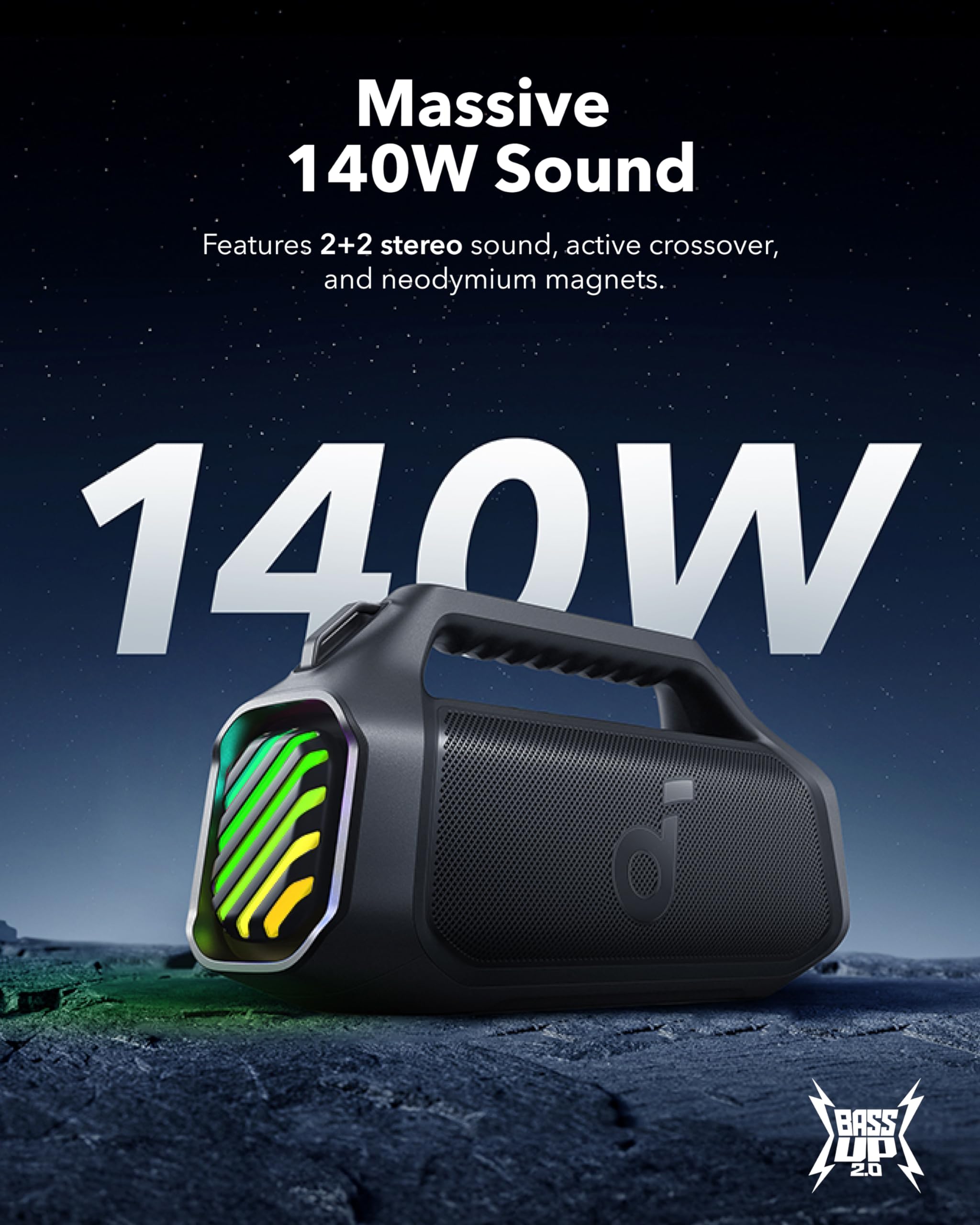 新品 Soundcore Boom 2 ＋ PowerPort III 65W Soundcore Boom 2 Bluetooth Speaker Black, A3138 : Amazon.sg